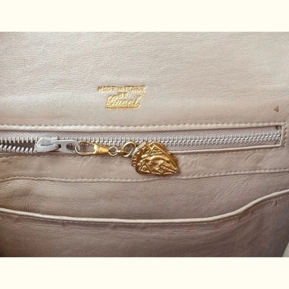 Certified Authentic Vintage Gucci Brown Croco Patent Leather Flap Bag, COA - Picture 10 of 14